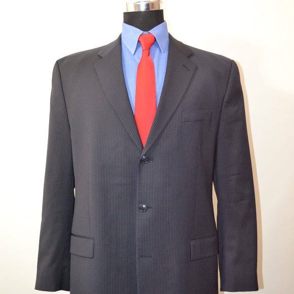 Calvin Klein 44L Sport Coat Blazer Suit Jacket Nav - Picture 1 of 8